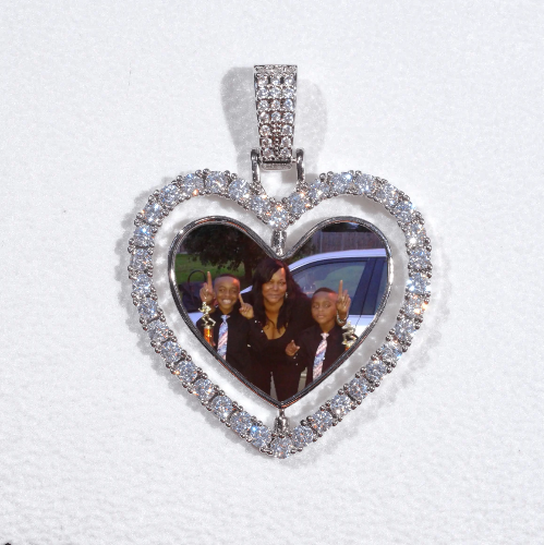3D Spinning 2-Faced Heart Custom Picture Pendant