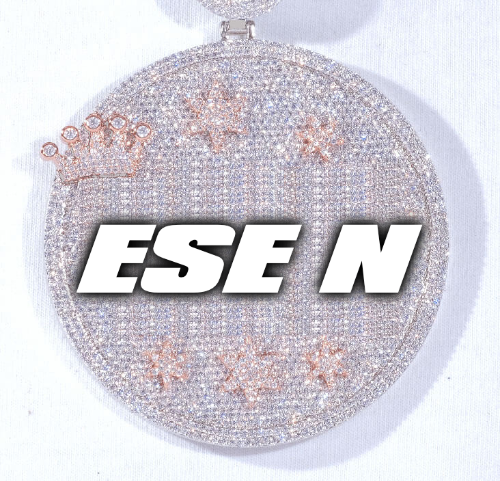 CUSTOM LETTER NECKLACE 3D BIG CROWN DISC
