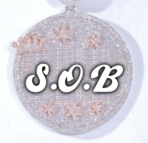 CUSTOM LETTER NECKLACE 3D BIG CROWN DISC