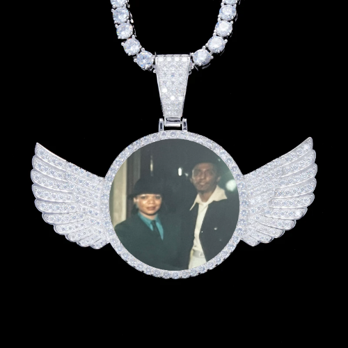 925S & VVS Moissanite 3D Wing Custom Picture Pendant