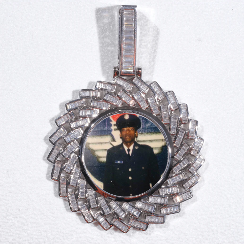 Large 3D Baguette Custom Picture Pendant