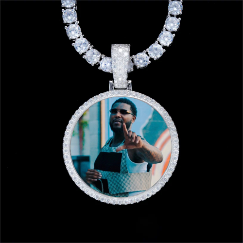 925S & VVS Moissanite 3D Circle Custom Picture Pendant
