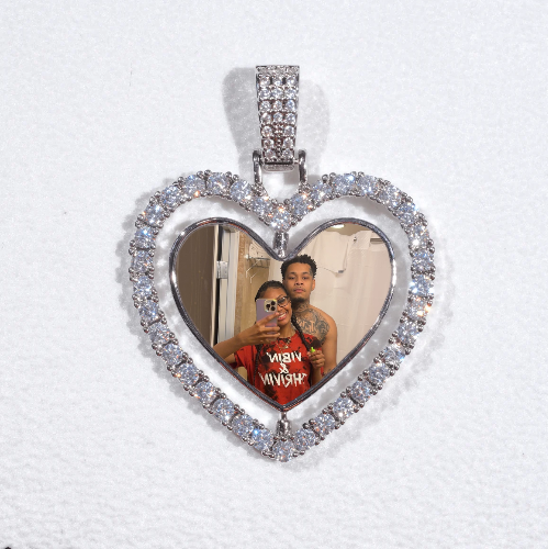 3D Spinning 2-Faced Heart Custom Picture Pendant