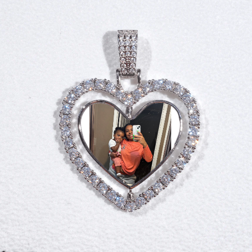 3D Spinning 2-Faced Heart Custom Picture Pendant