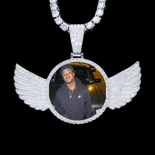 925S & VVS Moissanite 3D Wing Custom Picture Pendant