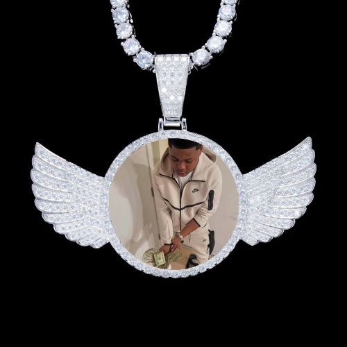 925S & VVS Moissanite 3D Wing Custom Picture Pendant