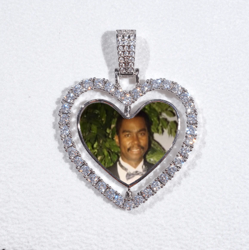 3D Spinning 2-Faced Heart Custom Picture Pendant