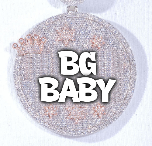 CUSTOM LETTER NECKLACE 3D BIG CROWN DISC