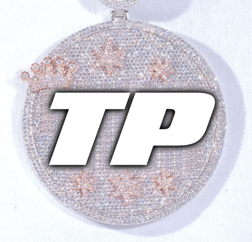 CUSTOM LETTER NECKLACE 3D BIG CROWN DISC