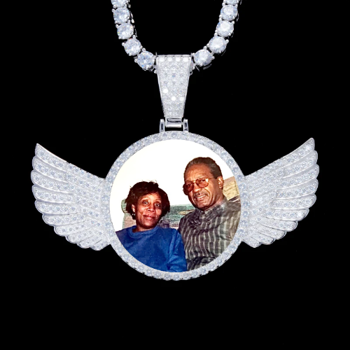 925S & VVS Moissanite 3D Wing Custom Picture Pendant