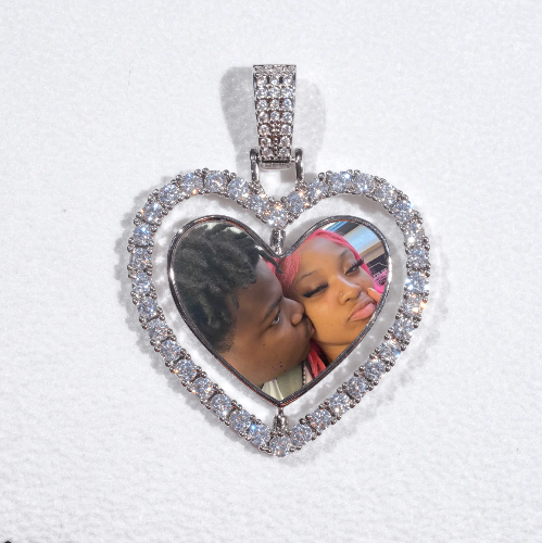 3D Spinning 2-Faced Heart Custom Picture Pendant