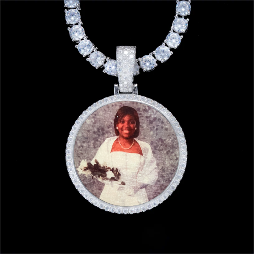 925S & VVS Moissanite 3D Circle Custom Picture Pendant