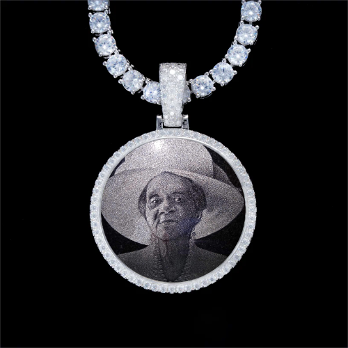 925S & VVS Moissanite 3D Circle Custom Picture Pendant
