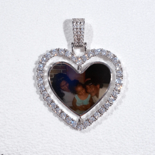 3D Spinning 2-Faced Heart Custom Picture Pendant