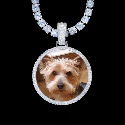 925S & VVS Moissanite 3D Circle Custom Picture Pendant