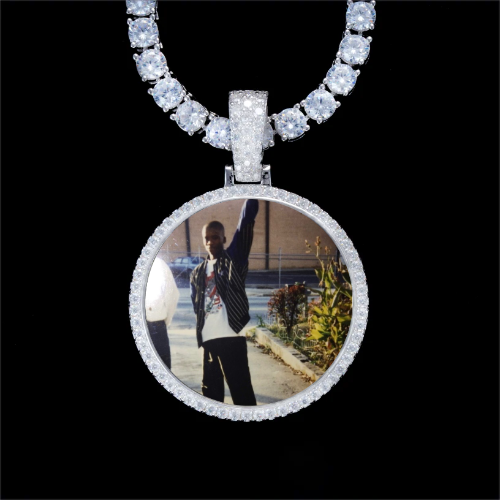 925S & VVS Moissanite 3D Circle Custom Picture Pendant