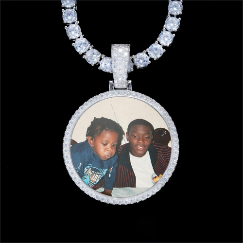 925S & VVS Moissanite 3D Circle Custom Picture Pendant