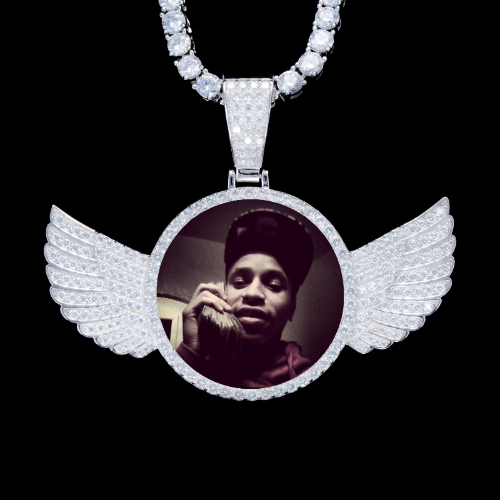 925S & VVS Moissanite 3D Wing Custom Picture Pendant