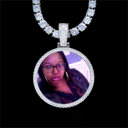 925S & VVS Moissanite 3D Circle Custom Picture Pendant