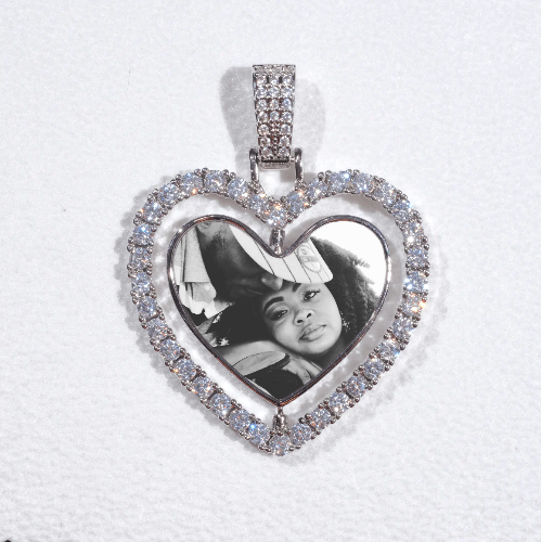 3D Spinning 2-Faced Heart Custom Picture Pendant