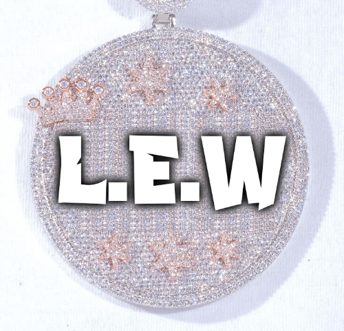 CUSTOM LETTER NECKLACE 3D BIG CROWN DISC