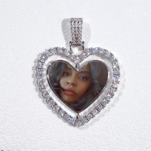 3D Spinning 2-Faced Heart Custom Picture Pendant