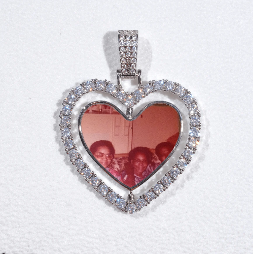3D Spinning 2-Faced Heart Custom Picture Pendant
