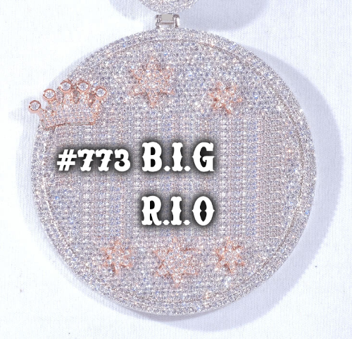 CUSTOM LETTER NECKLACE 3D BIG CROWN DISC