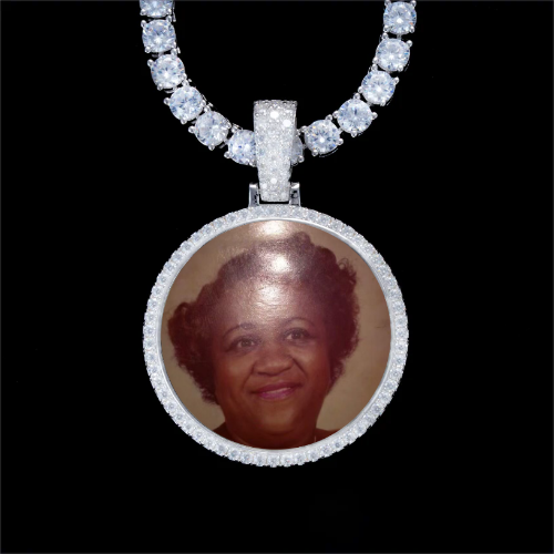 925S & VVS Moissanite 3D Circle Custom Picture Pendant