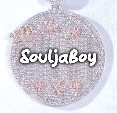 CUSTOM LETTER NECKLACE 3D BIG CROWN DISC