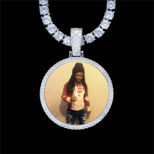 925S & VVS Moissanite 3D Circle Custom Picture Pendant