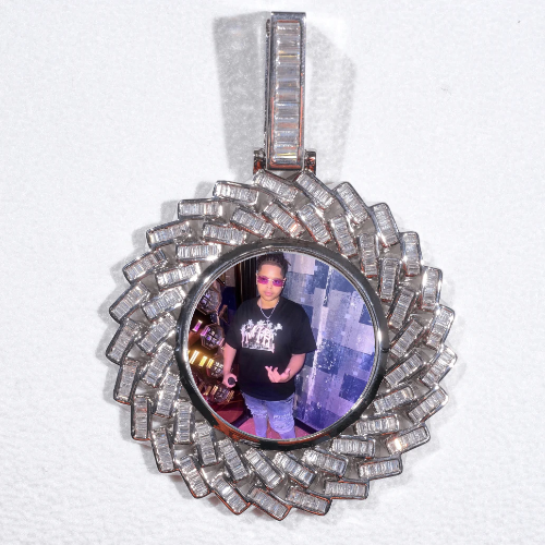 Large 3D Baguette Custom Picture Pendant