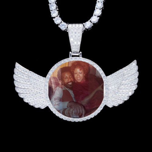 925S & VVS Moissanite 3D Wing Custom Picture Pendant