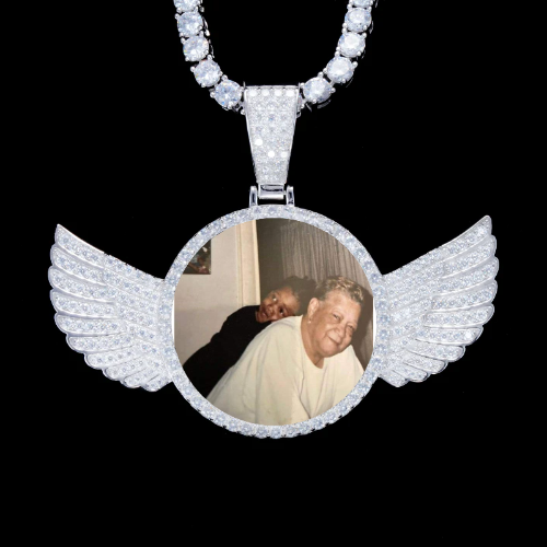 925S & VVS Moissanite 3D Wing Custom Picture Pendant