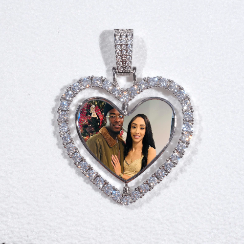 3D Spinning 2-Faced Heart Custom Picture Pendant