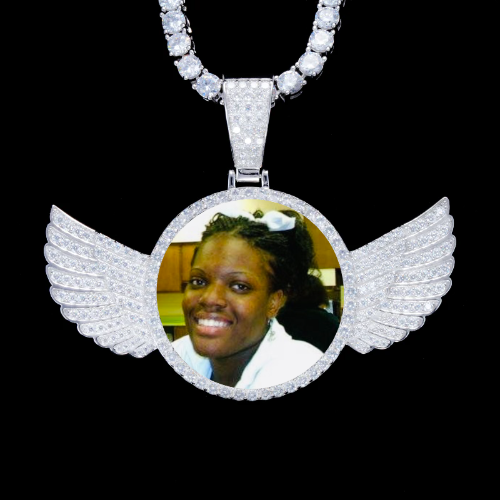 925S & VVS Moissanite 3D Wing Custom Picture Pendant