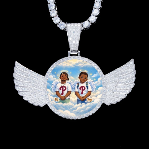 925S & VVS Moissanite 3D Wing Custom Picture Pendant