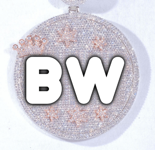 CUSTOM LETTER NECKLACE 3D BIG CROWN DISC