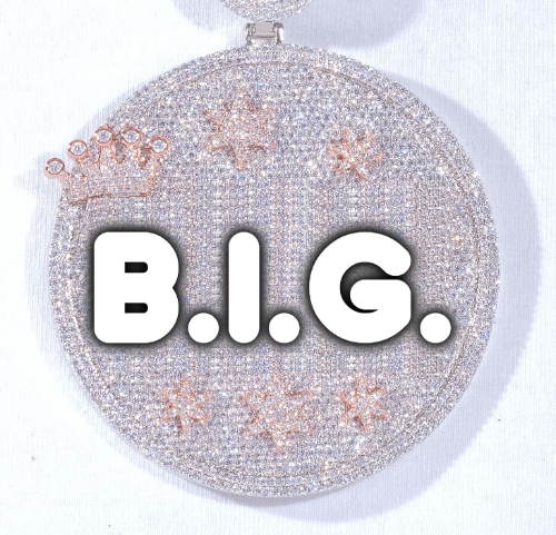 CUSTOM LETTER NECKLACE 3D BIG CROWN DISC