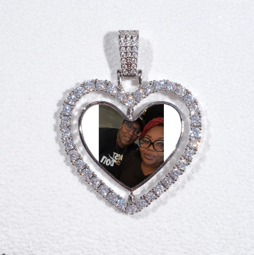 3D Spinning 2-Faced Heart Custom Picture Pendant