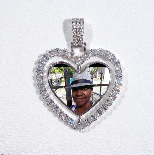3D Spinning 2-Faced Heart Custom Picture Pendant