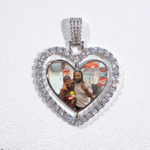 3D Spinning 2-Faced Heart Custom Picture Pendant