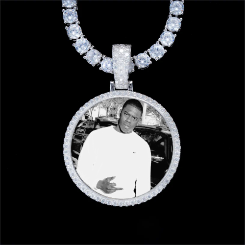 925S & VVS Moissanite 3D Circle Custom Picture Pendant