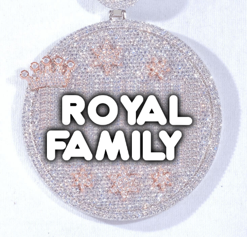 CUSTOM LETTER NECKLACE 3D BIG CROWN DISC