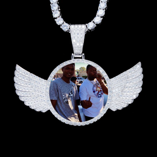 925S & VVS Moissanite 3D Wing Custom Picture Pendant