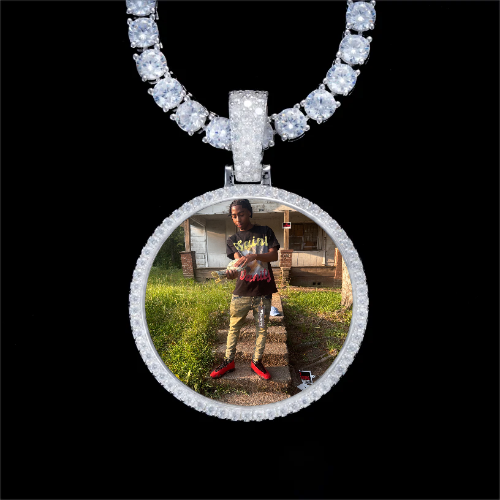 925S & VVS Moissanite 3D Circle Custom Picture Pendant