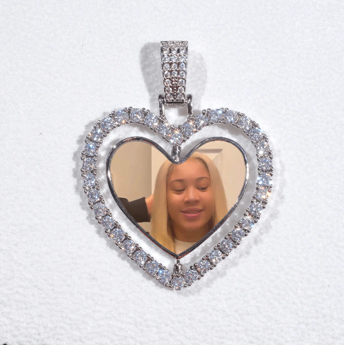 3D Spinning 2-Faced Heart Custom Picture Pendant