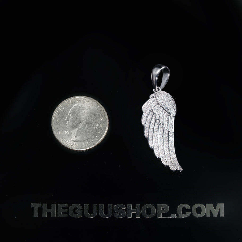 Two-tone 15mm  Iced  Yellow Gold-Plated  CZ  Feather Cuban Link  Pendant