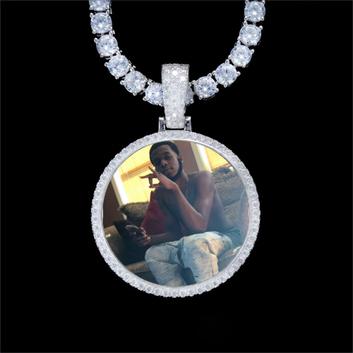 925S & VVS Moissanite 3D Circle Custom Picture Pendant