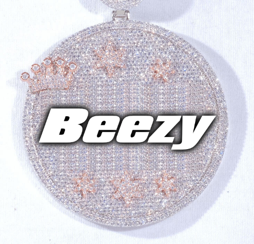 CUSTOM LETTER NECKLACE 3D BIG CROWN DISC